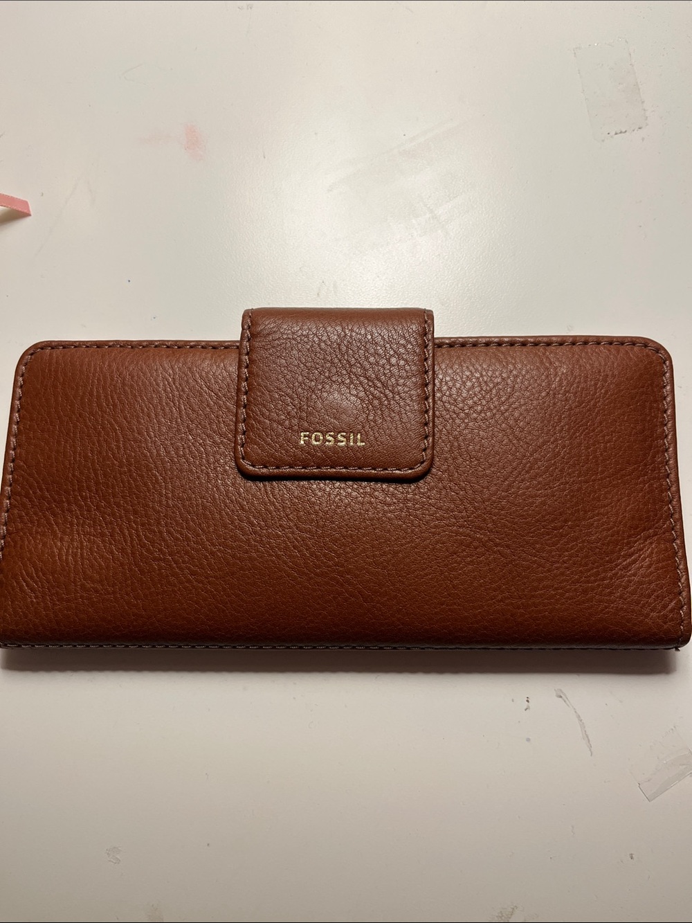 Fossil Tan Leather Long Snap Wallet